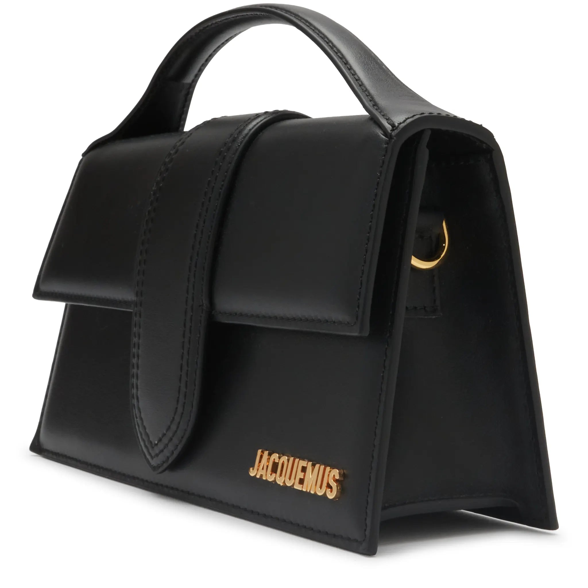 Front Side View of Jacquemus Large Bambino Black Crossbody Bag (Minor Dents)